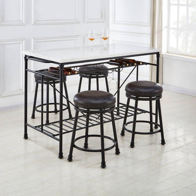 Chateau Noir 24" Adjustable Swivel Counter Stool in Black Leather