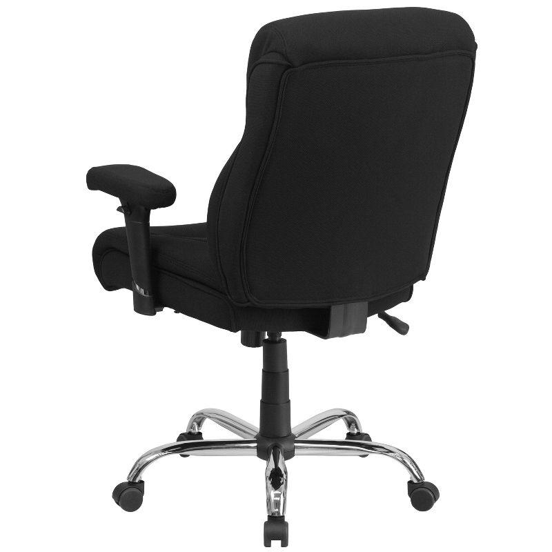 Flash Furniture HERCULES Series Big & Tall 400 lb. Rated Black Fabric Ergonomic Task Office Chair with Line Stitching and Adjustable Arms