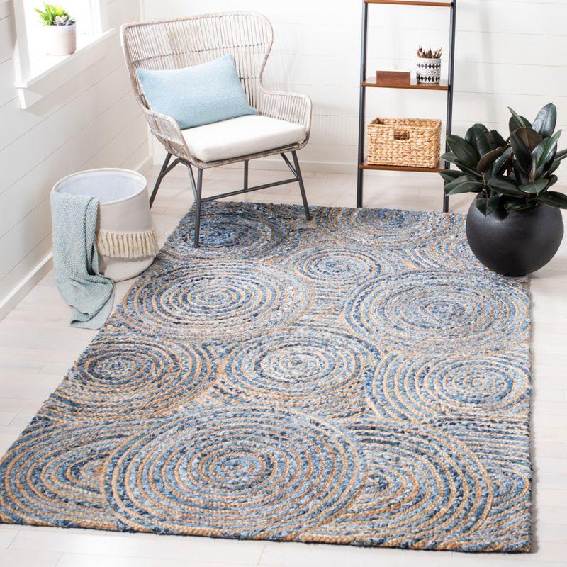 Boho-Chic Blue Abstract Handmade Flat Woven 8' x 10' Area Rug