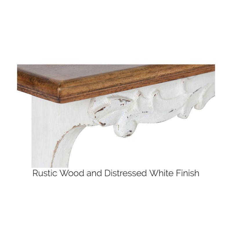 Rustic Brown and White Fir Wood Floating Wall Shelf