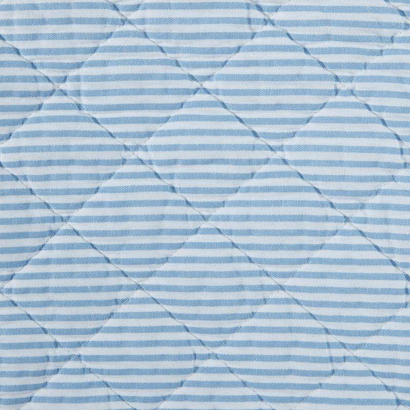 Laura Ashley Oxford Stripe Blue Cotton Reversible Quilt Set