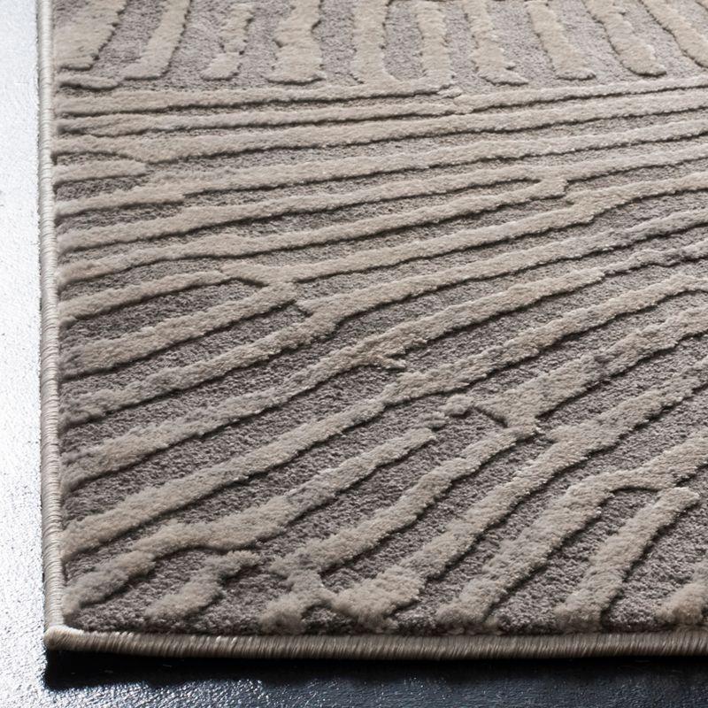 Abstract Taupe Square Synthetic Rug - Easy Care & Stain-resistant