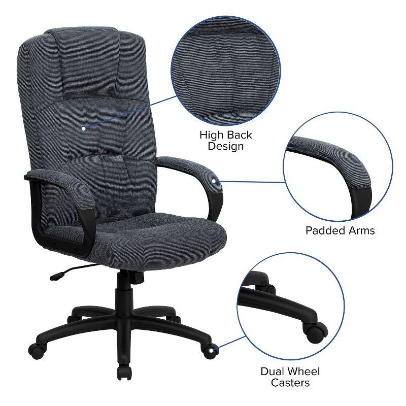 ErgoComfort High Back Gray Polyester Executive Swivel Chair