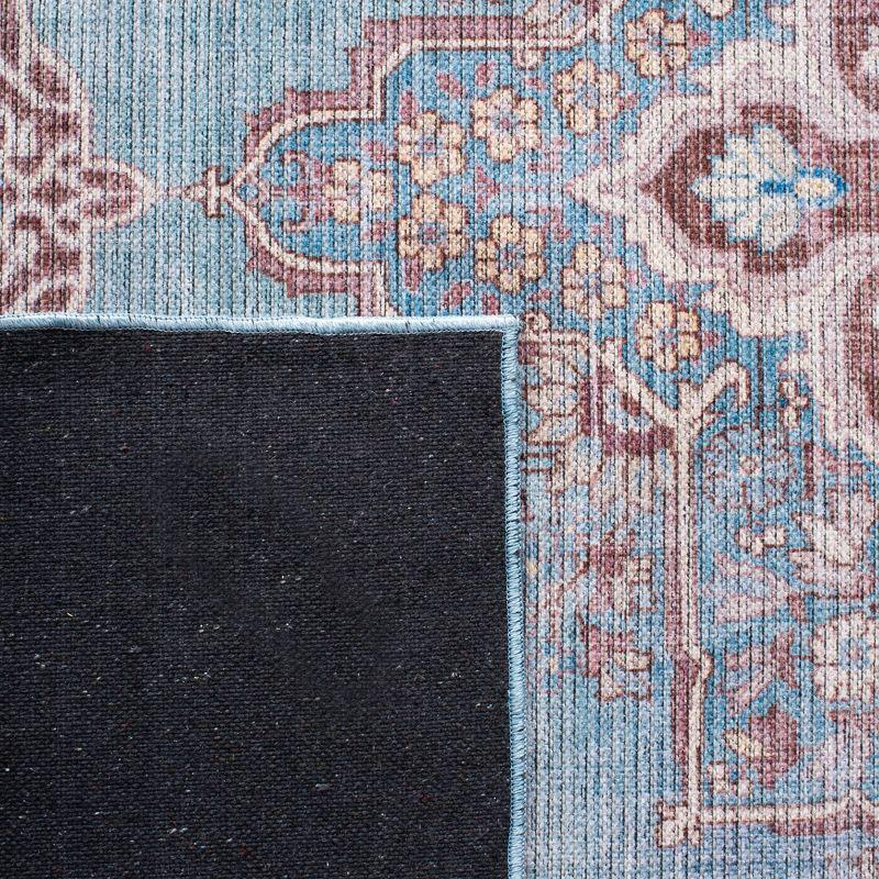 Serapi SEP580 Power Loomed Machine Washable Skid-Resistant Indoor Area Rug - Blue/Brown - 6'7" Round - Safavieh