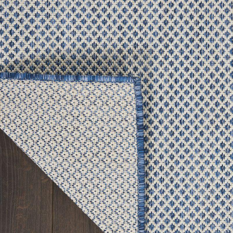 Ivory Blue Geometric Synthetic 3' x 5' Rectangular Rug