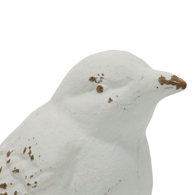 Antique White Cast Iron Bird Figurine, 6.2"