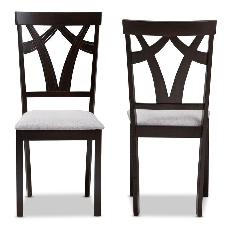 Set of 2 Sylvia Modern And Contemporary Fabric Upholstered And Finished Dining Chairs Gray/Dark Brown - Baxton Studio