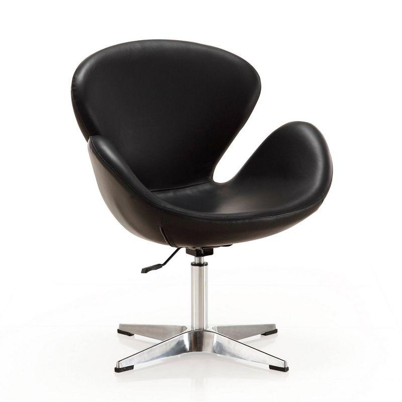 Set of 2 Raspberry Faux Leather Adjustable Swivel Chairs Black - Manhattan Comfort: Retro Chic, Steel Cross Legs