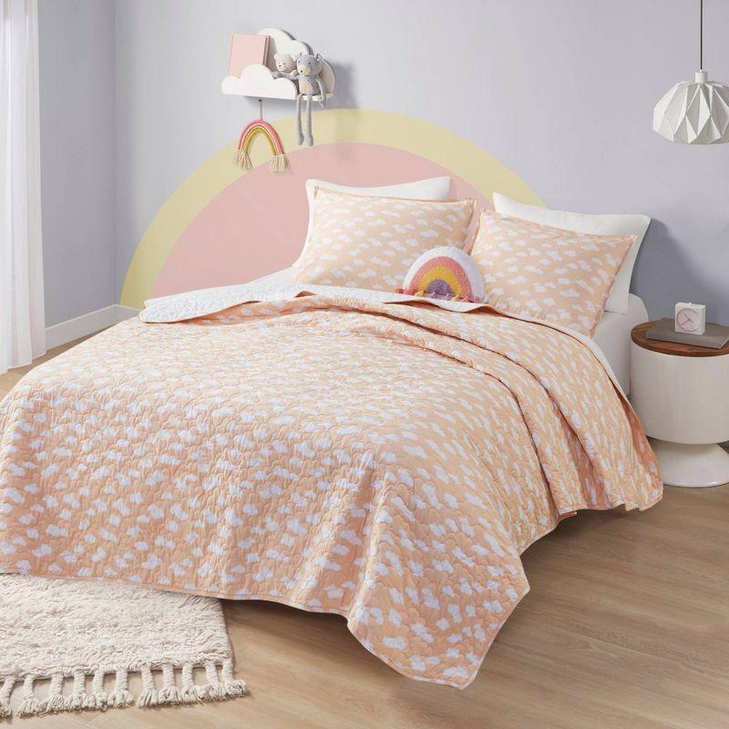 Mandy Sunshine Printed Reversible Kids' Quilt Set Yellow/Coral - Urban Habitat