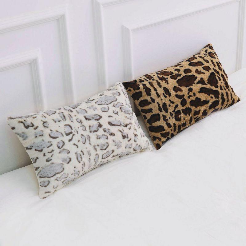 Cheer Collection Animal Print Faux Fur Throw Pillow (Set of 2)