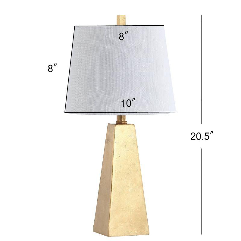 JONATHAN Y 20.5" Alexis Resin Table Lamp (Includes LED Light Bulb) Gold: Modern Geometric Pyramid Base, Silk-Wrapped Cord