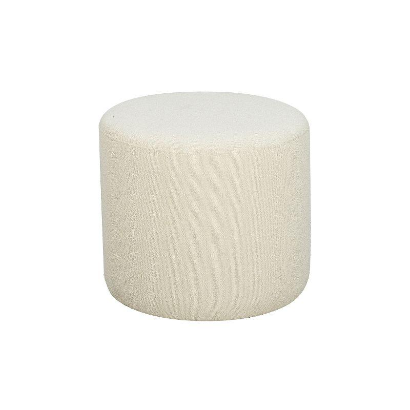 Snow White Round Boucle Fabric Ottoman