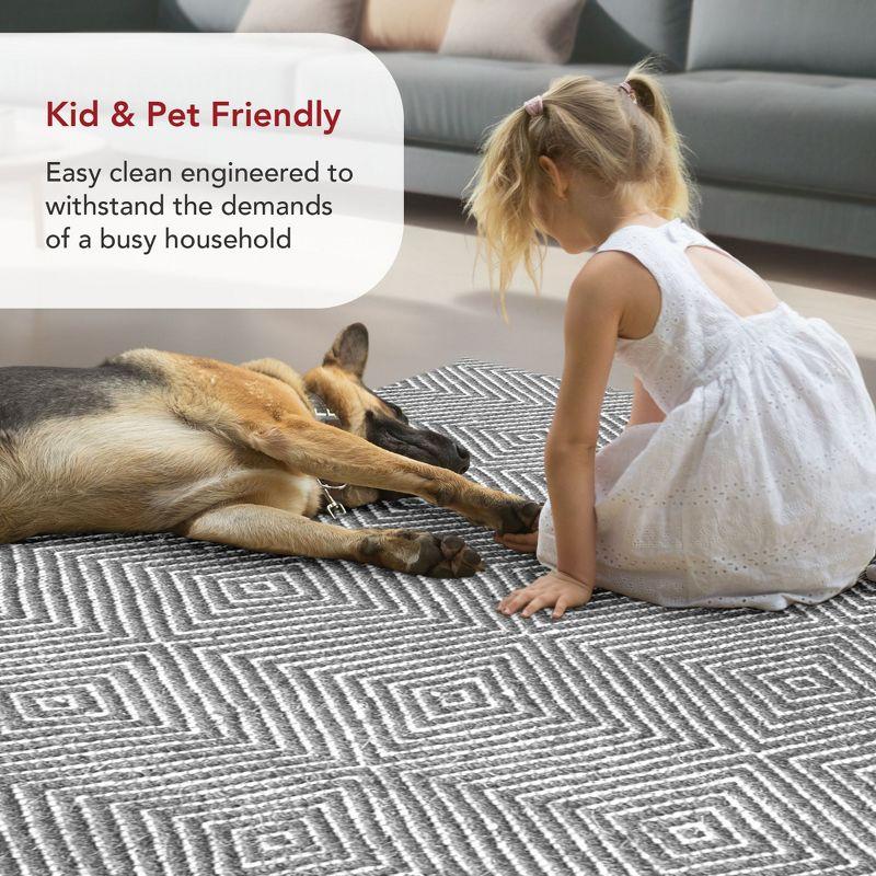 Nuloom Ago Geometric 6x9 Wool Indoor Area Rug for Living Room Bedroom Dining Room Kitchen, Grey/Ivory