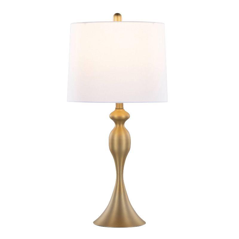 LumiSource (Set of 2) Ashland 27" Contemporary Metal Table Lamps Gold Metal with White Linen Shade from Grandview Gallery: Brushed Finish