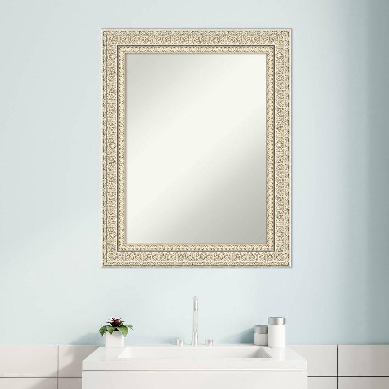 24" x 30" Fair Baroque Wood Wall Mirror, Cream - Amanti Art: Rectangle, No Assembly Required