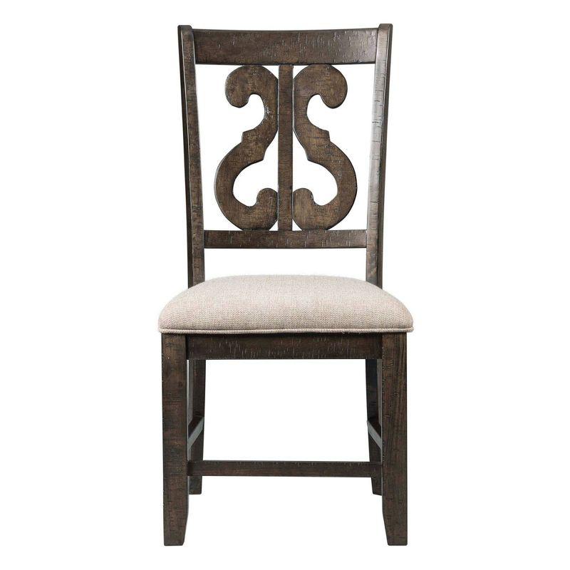 Stanford Wooden Swirl Back Chair Brown - Picket House Furnishings: Mid-Century Modern, Upholstered Seat