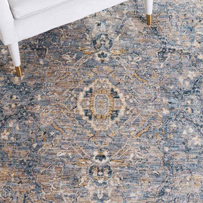 Valencia VAL568 Power Loomed Area Rug - Dark Blue/Yellow - 6'4"x6'4" - Safavieh.