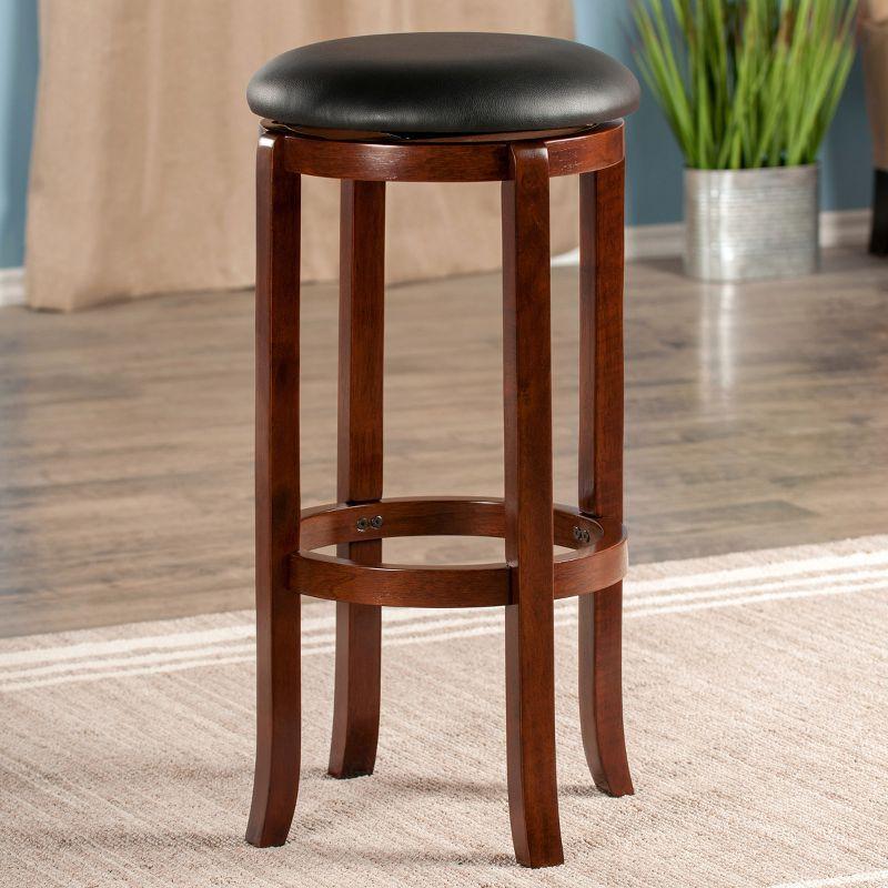 Winsome 30" Walcott Swivel Barstools - Walnut: Fixed Height, Round Seat, Wood Frame