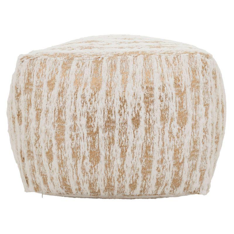 Saro Lifestyle Floor Pouf With Foil Print Faux Fur Design