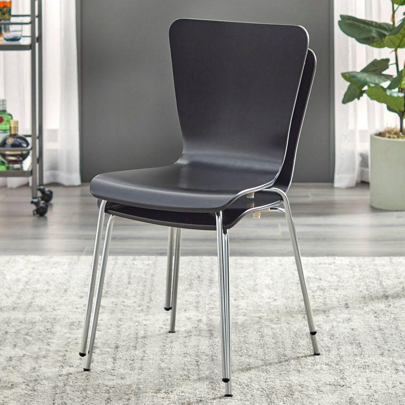 Set of 2 Pisa Modern Bentwood Dining Chairs Black - Buylateral: Chrome-Plated Legs, Stackable