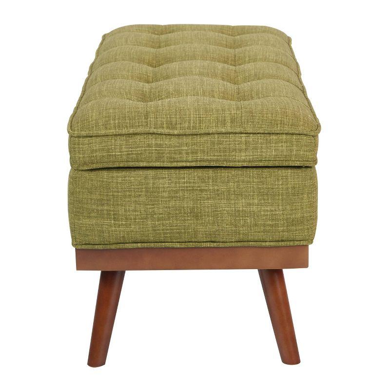 Katheryn Storage Bench Green - OSP Home Furnishings: Mid-Century Modern Ottoman, Plywood Frame, Polyester Upholstery