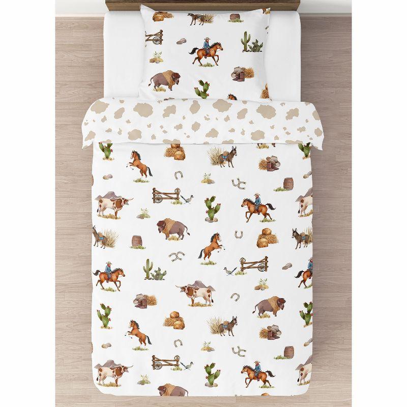 Sweet Jojo Designs Boy Twin Comforter Bedding Set Country Western Taupe Brown and Cream 4pc