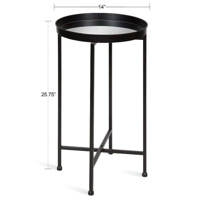 Kate and Laurel Celia Round Metal Tea Table, 14x14x25.75, Black and Mirror