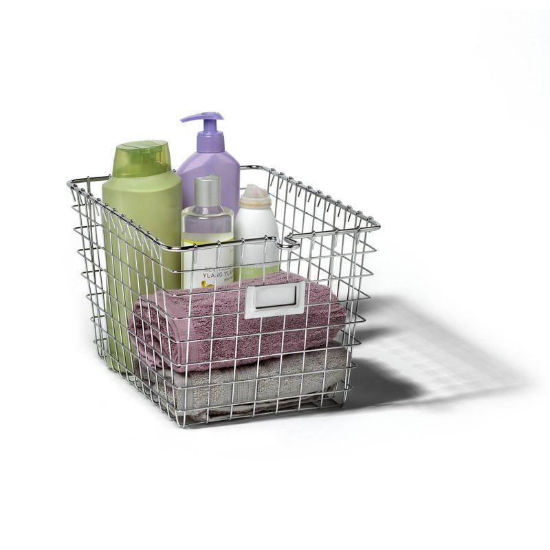 Spectrum Diversified Small Storage Basket Silver: Metal Utility Organizer, Universal Storage, No Assembly Required