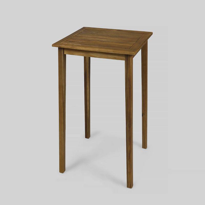Polaris Acacia Wood Square Bar Table Teak - Christopher Knight Home: Outdoor Patio Furniture, Weather-Resistant