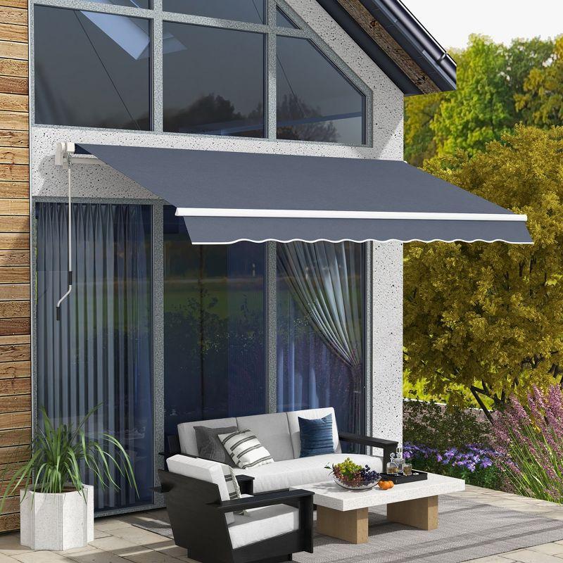 Outsunny Polyester Cover Retractable Patio Awning