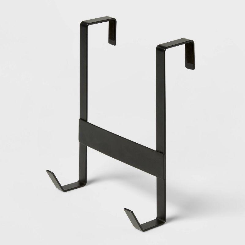 Small over the Door Hook 2 Hooks Matte Black - Brightroom™: Steel, No Assembly, Powder-Coated Finish, Space-Saving