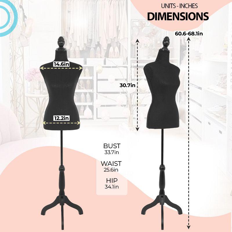 FDW Female Mannequin Manikin 60”-67”Height Adjustable Mannequin Model Display Torso Body Mannequin Dress Form Mannequin for Fashion Designers