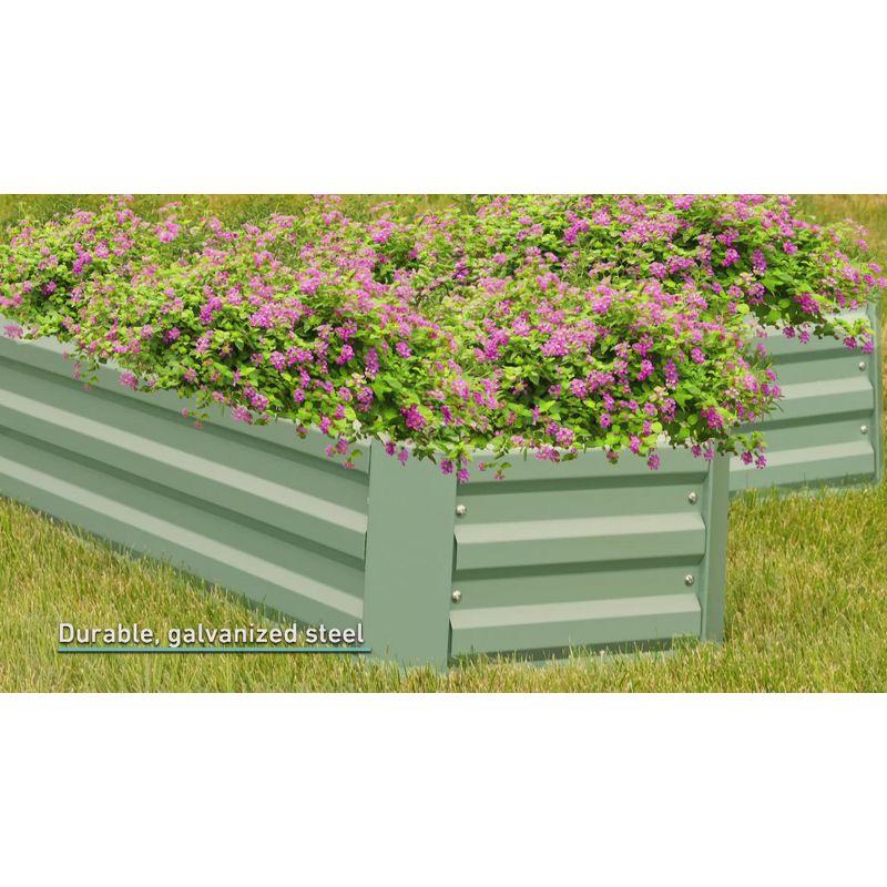 Sunnydaze Galvanized Steel L-Shaped Raised Garden Bed - Silver