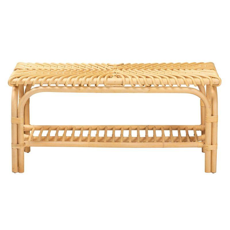 Himari Rattan Accent Bench Natural Brown - Baxton Studio: Handcrafted, Entryway, Bedroom, Shelf Storage