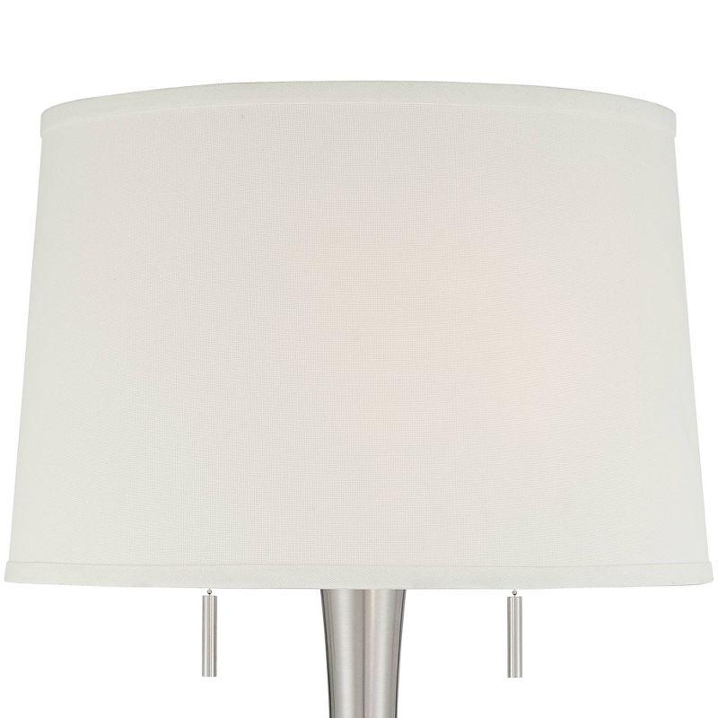 360 Lighting Karl Modern Floor Lamp Standing 63 3/4" Tall Brushed Nickel Metal White Tapered Drum Shade for Living Room House Bedroom Office Family