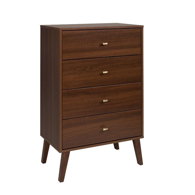 Milo Mid Century Modern 4 Drawer Chest Cherry - Prepac: Sleek Bedroom Storage Solution