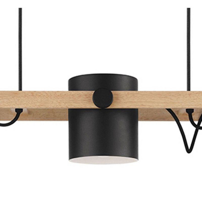 Hornwood 3-Light Matte Black and Natural Wood Pendant