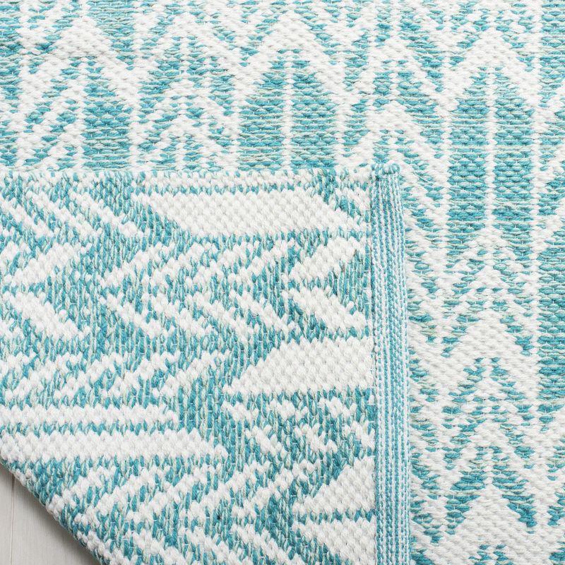 Coastal Breeze Aqua and Ivory Cotton Blend 5' x 8' Area Rug