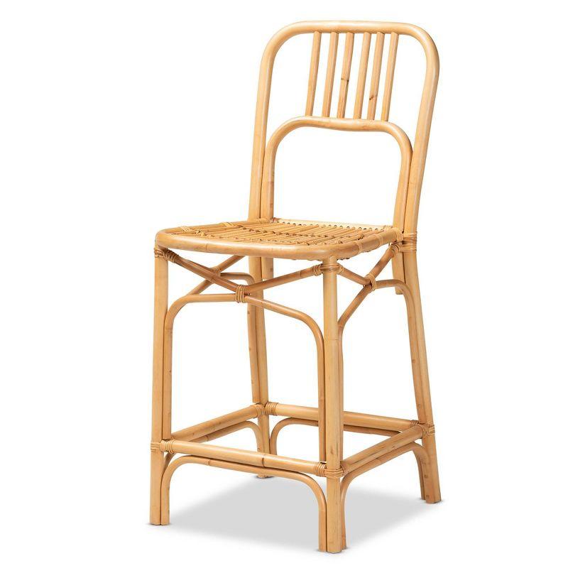 Ivora Rattan Counter Height Barstool Natural/Brown - bali & pari: Bohemian Style, Fixed Seat 24.5", No Assembly Required