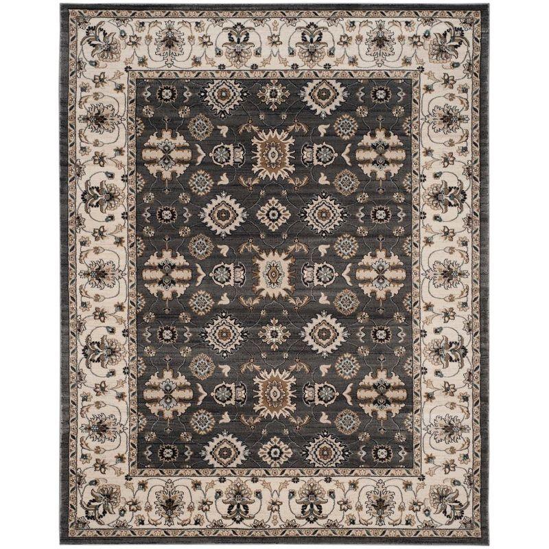 Elegant Gray Floral 8' x 10' Synthetic Easy Care Area Rug