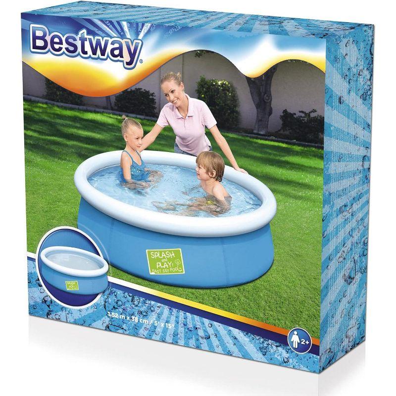 Bestway Fast Set Pool Above Ground Kiddie Swimming Pool 5’ X 15” 57241E , Blue