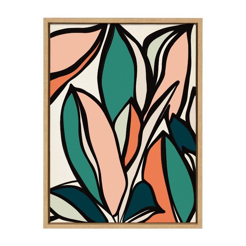 Fanciful Ficus Abstract Canvas Wall Art with Natural Frame