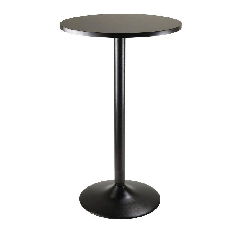 Winsome Obsidian Pub Table Bar Height Wood/Black: Contemporary Round Pedestal, MDF Composite