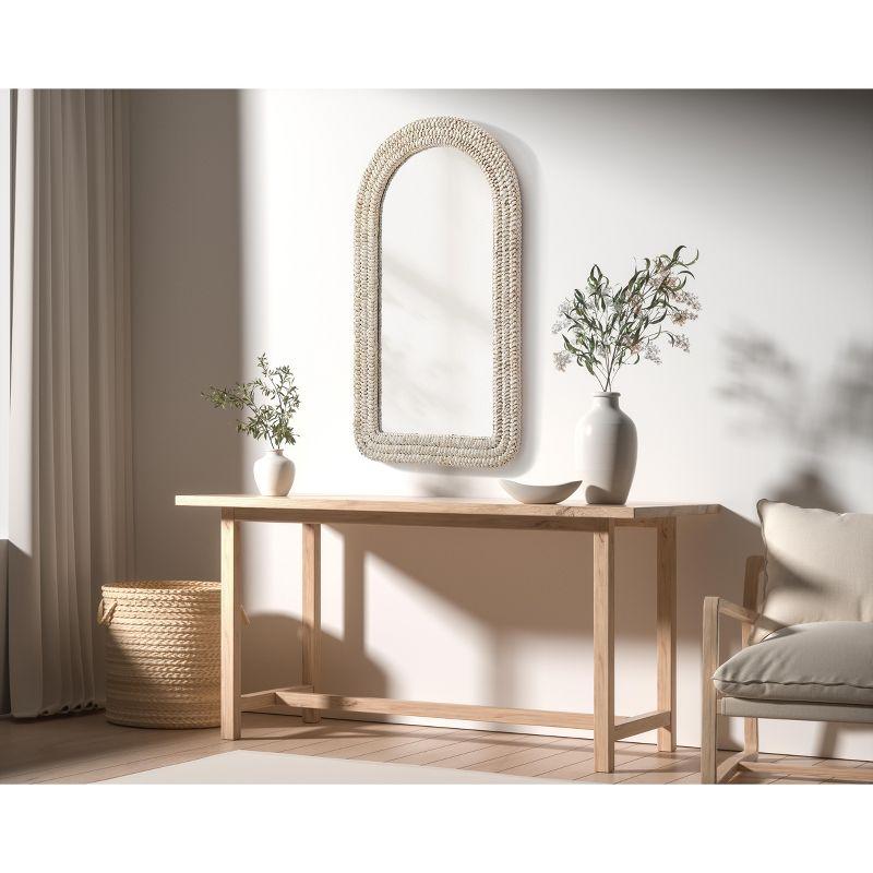 Beachcrest Home™ Dennard Arch Cornhusk Mirror in Linen White