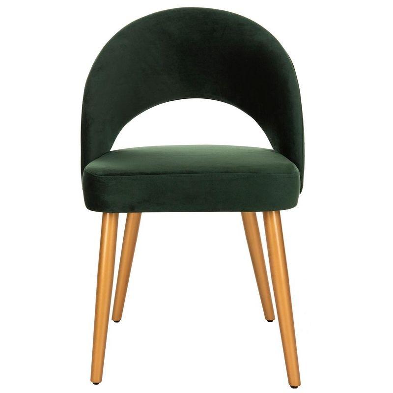 Malachite Green Velvet Upholstered Side Chair with Gold Wood Accents