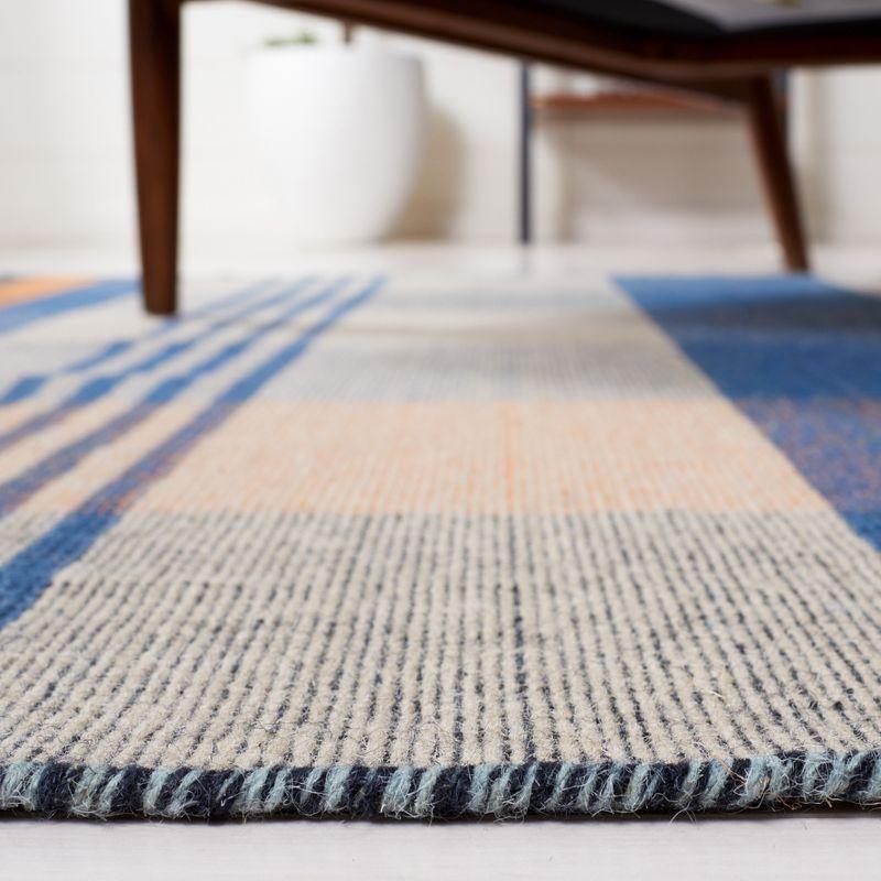 Southwestern Vibe Blue Stripe Wool 6' Square Area Rug