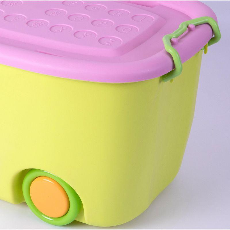 Basicwise Stackable Toy Storage Box with Wheels