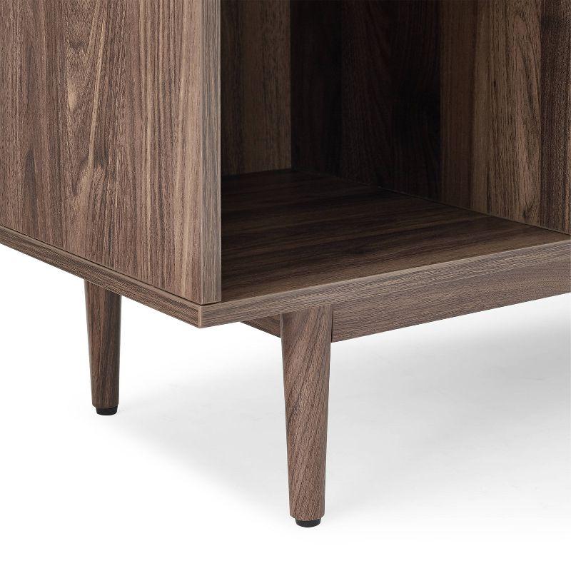 35.88" Liam 6 Cube Bookcase Walnut - Crosley: Mid-Century Design, Media Center-Compatible, Tapered Legs