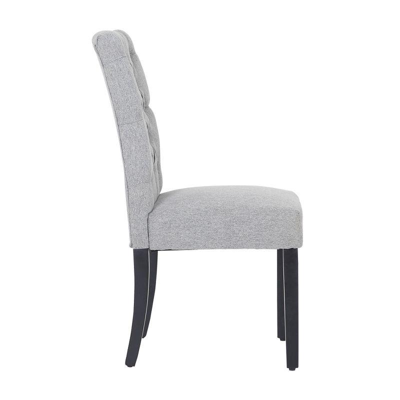 Gray Linen Upholstered Button Tufted Dining Side Chair Set