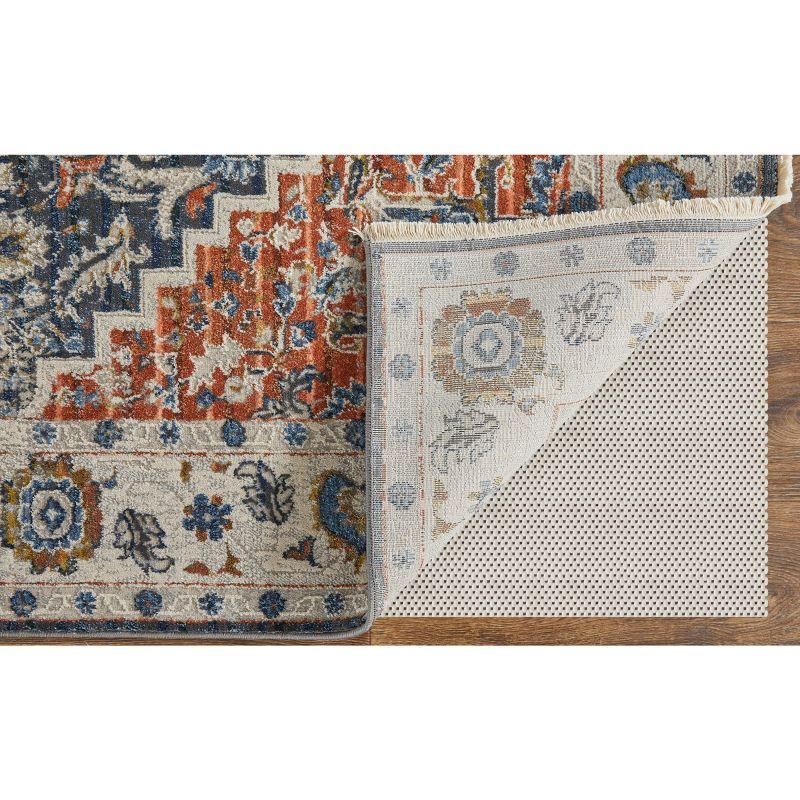 Kaia Transitional Medallion Ivory/Blue/Red Area Rug